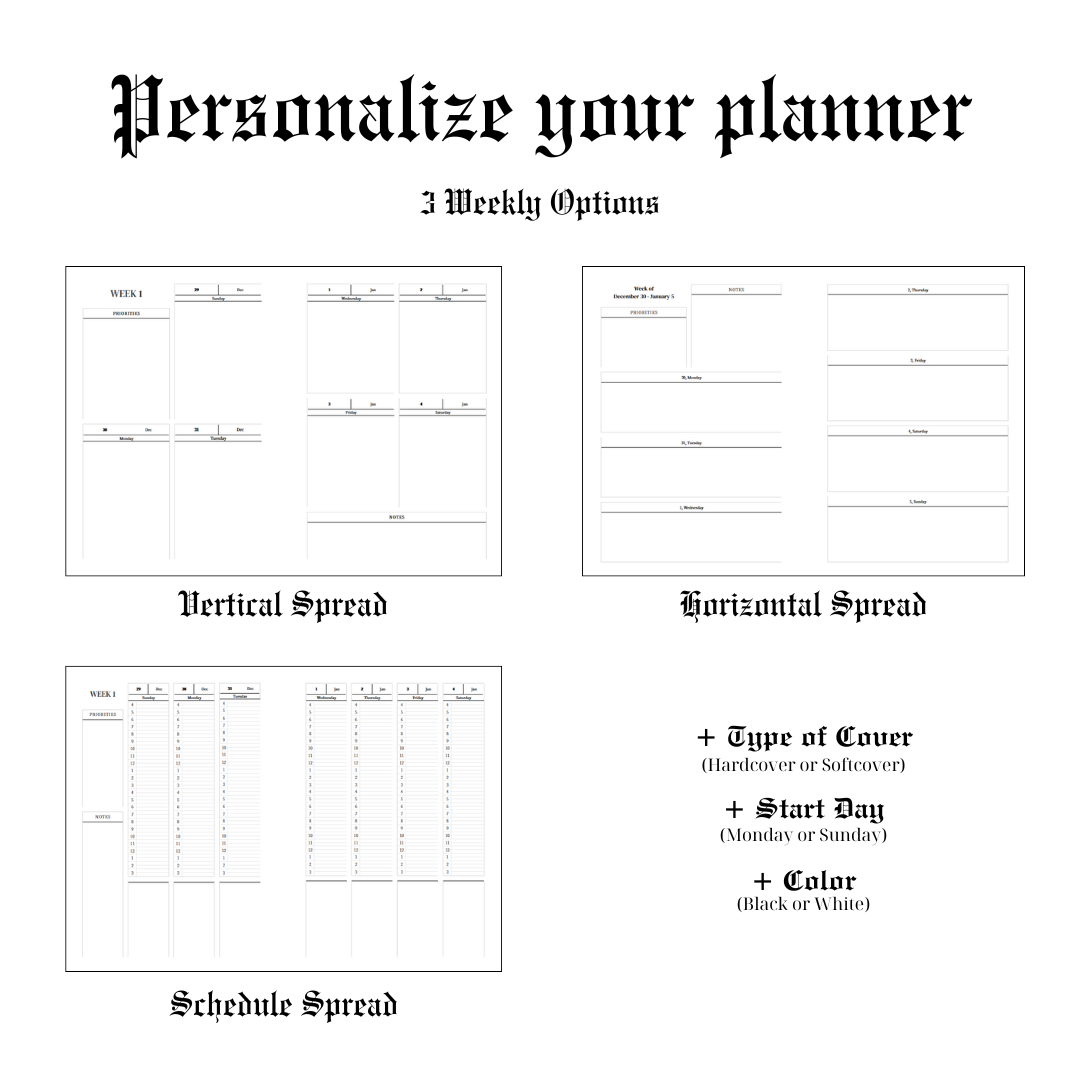 Hardcover Half Year 2025 Weekly Planner
