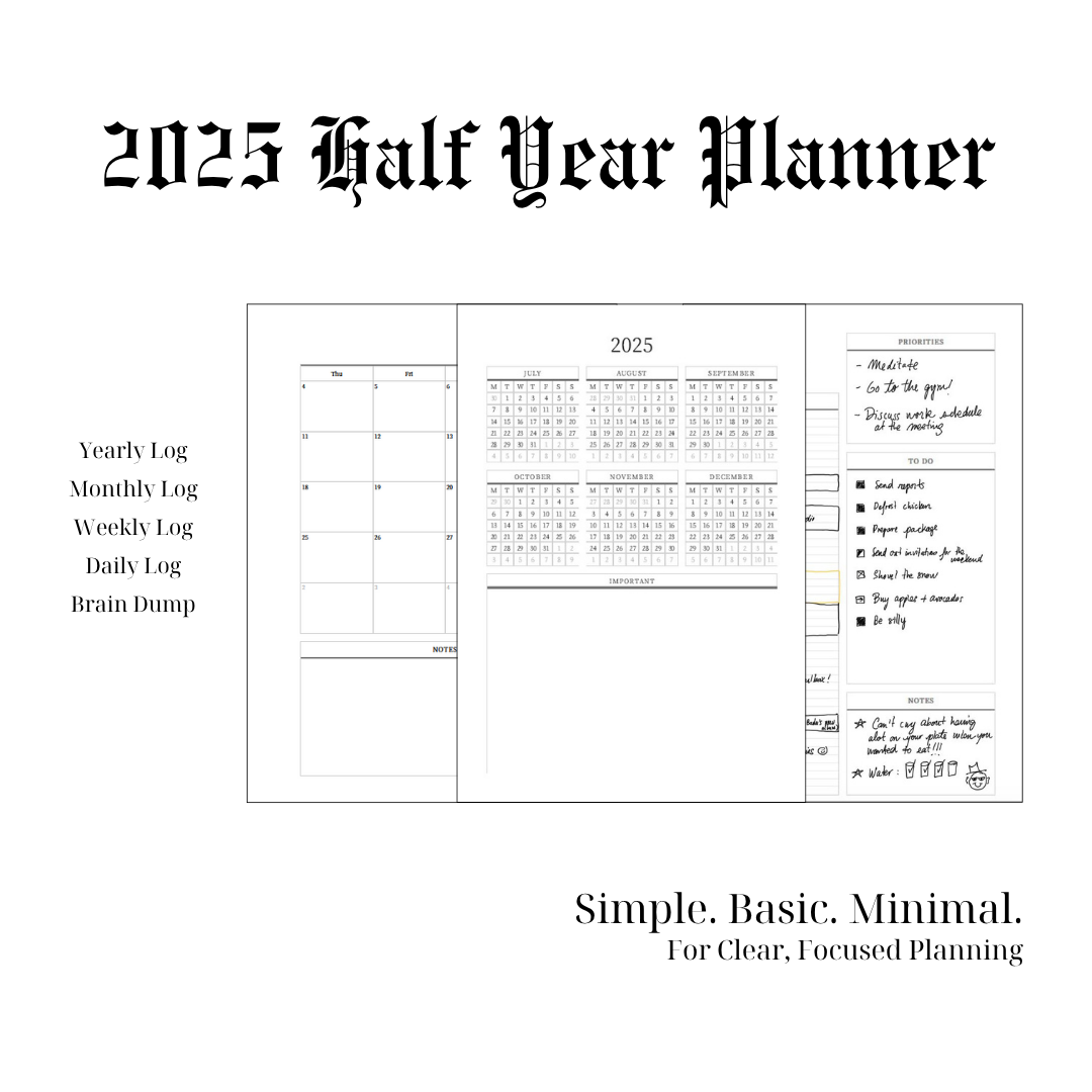 White Hardcover Personalized Half Year Planner (Monday Start Day)