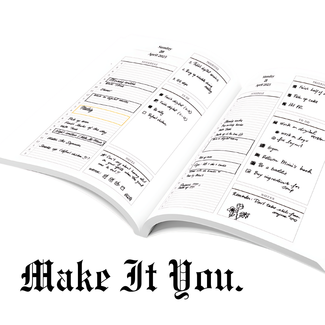 White Hardcover Personalized Yearly Planner (Monday Start Day)