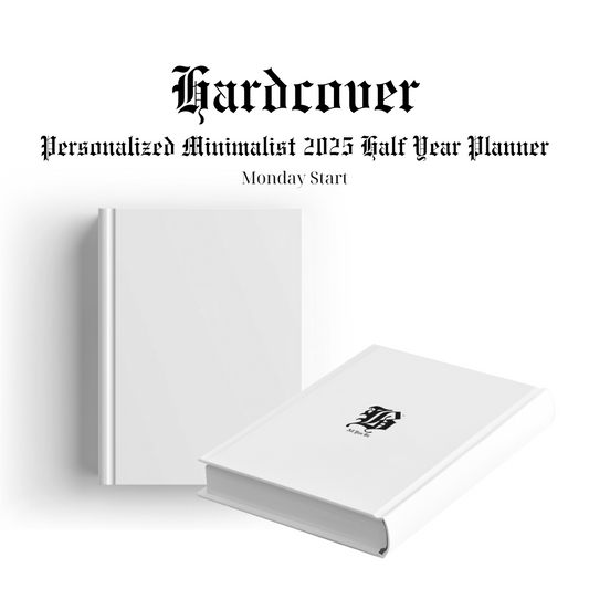 White Hardcover Personalized Half Year Planner (Monday Start Day)