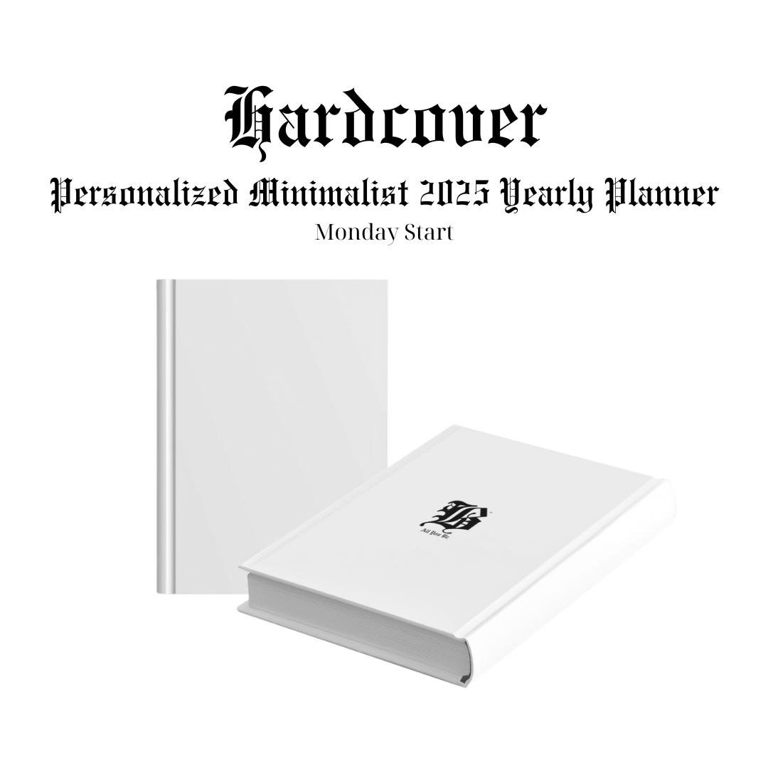 White Hardcover Personalized Yearly Planner (Monday Start Day)