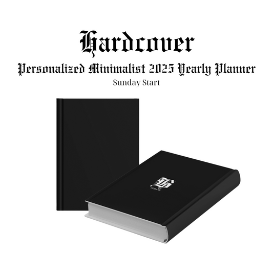 Black Hardcover Personalized Yearly Planner (Sunday Start Day)