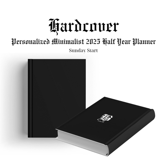 Black Hardcover Personalized Half Year Planner (Sunday Start Day)