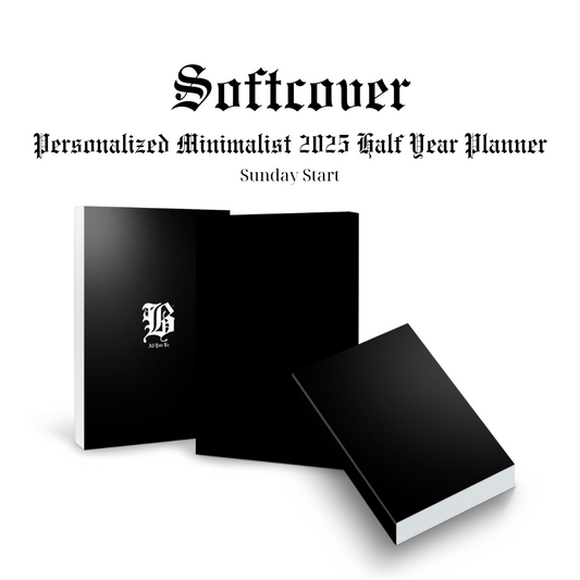 Black Softcover Personalized Half Year Planner (Sunday Start Day)